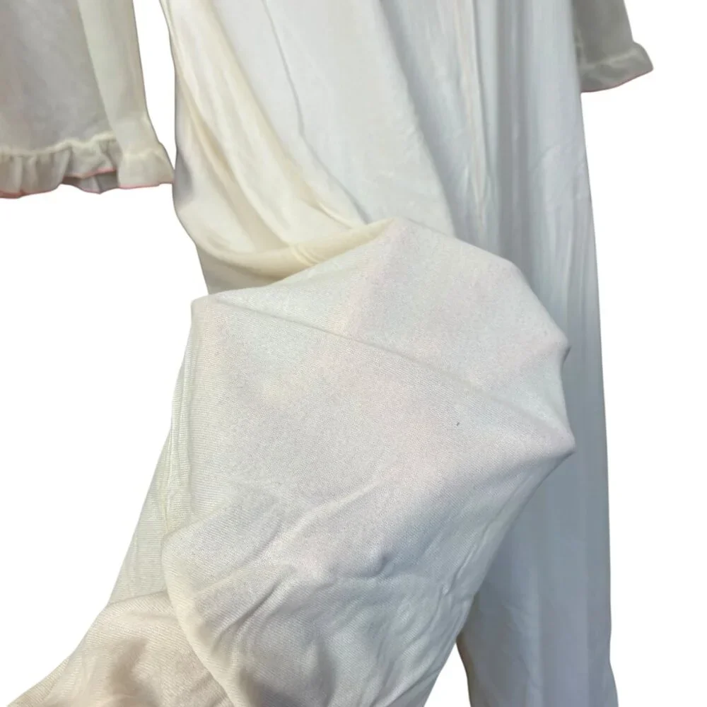Vintage Union Jeri Morton Sleep Jumpsuit‎ White Pink Lace Sheer Size Medium